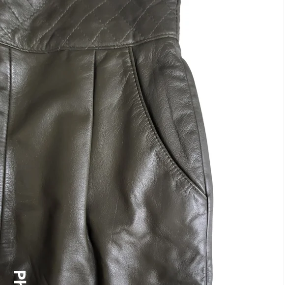 Womens Toff size 6 Olive green genuine leather skirt - Picture 3 of 4
